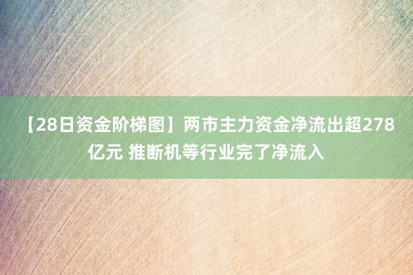 【28日资金阶梯图】两市主力资金净流出超278亿元 推断机等行业完了净流入